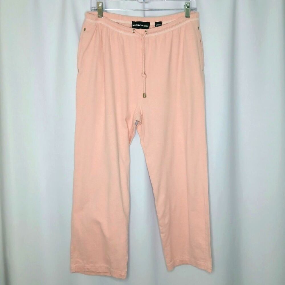 Norton Mcnaughton Cropped Capri Pants Lounge Relaxed Cotton Pockets Womens Med